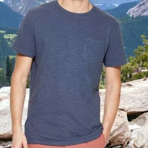 12-PK Goodfellow Small Mens Short Sleeve Slub Pocket T-Shirt - Subdued Blue